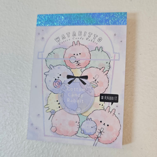 Crux Cotton Candy Rabbit Mini Memo Pad Kawaii Stationery Collectible Gifts