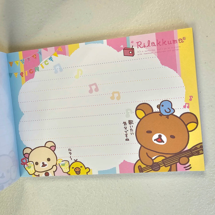 San-x Rilakkuma Large Memo Pad Sticker Sheet Kawaii Japan