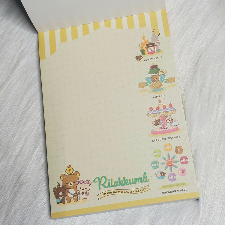 Rilakkuma Amusement Park Large Memo Pad Kawaii Stationery Notepad Collectible Gifts