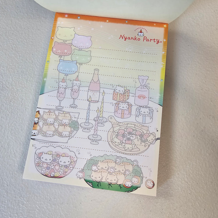 Nyanko Party Large Memo Pad Sticker Page Kawaii Stationery Notepad Collectible