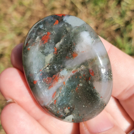 Bloodstone Worry Pocket Stone Crystals Mineral Stones Natural BONUS INFO CARD Gifts