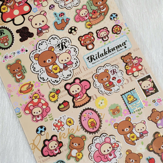 San-x Rilakkuma Forest Stickers Sticker Sheet Kawaii Japan Collectible