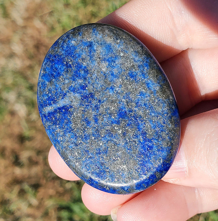 Lapis Lazuli Worry Stone Pyrite Pocket Crystals Mineral BONUS Info Card Gifts