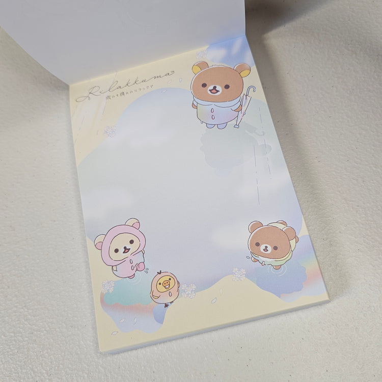 San-x Rilakkuma Large Memo Pad Rain Kawaii Stationery Notepad Collectible Gifts