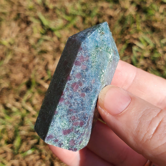 Ruby Kyanite Tower Point BONUS INFO CARD Crystals Minerals Stones UV Glow