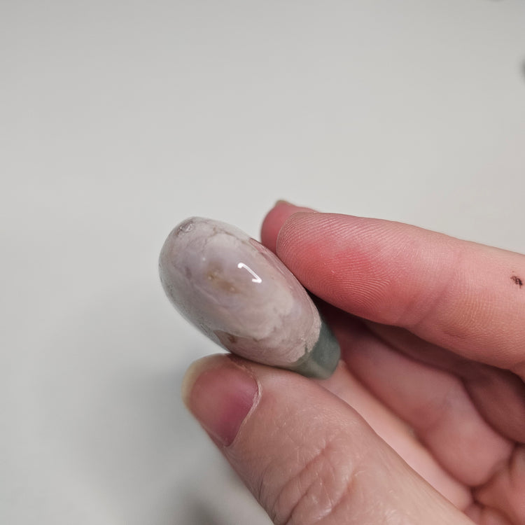 Green Flower Agate Heart Palm Pocket Stone Crystals Minerals Stones Natural