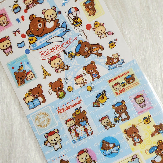 Retro San-x Rilakkuma Bonjour Stickers Sticker Sheet Kawaii Japan Collectible Cute Gifts