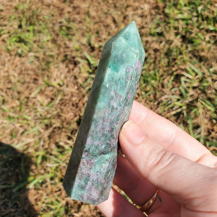 Green Mica Pink Tourmaline Generator Tower Crystals Collectible