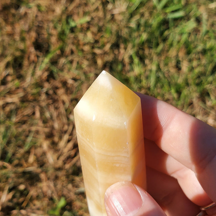 Creamy Orange Calcite Generator Tower BONUS INFO CARD Crystals