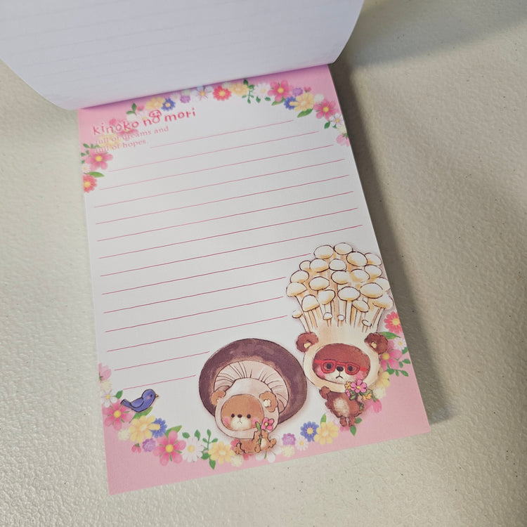 Kinoko no Mori Large Memo Pad Rain Kawaii Stationery Notepad Used