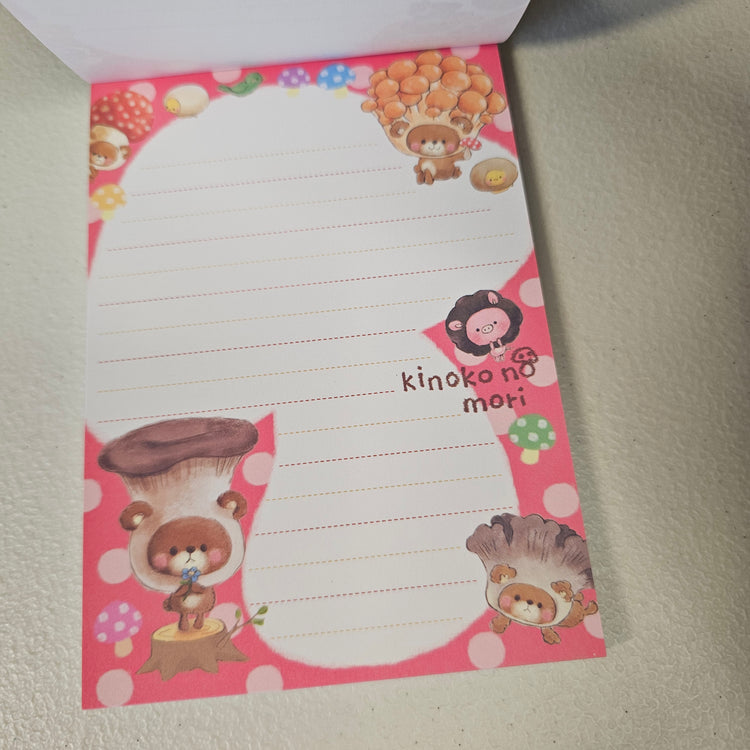 Kinoko no Mori Large Memo Pad Rain Kawaii Stationery Notepad Used