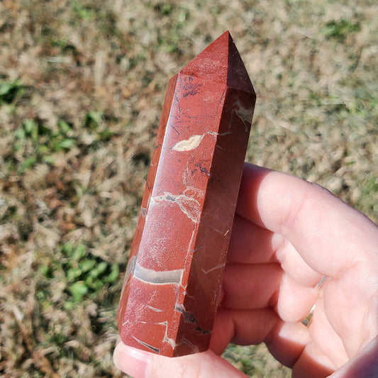 Dragon Blood Jasper Tower Point BONUS INFO CARD Crystals Minerals Stones