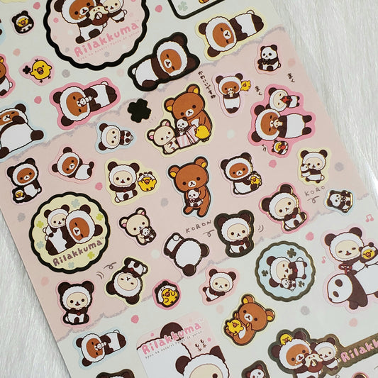 San-x Rilakkuma Panda Clover Stickers Sticker Sheet Kawaii Japan