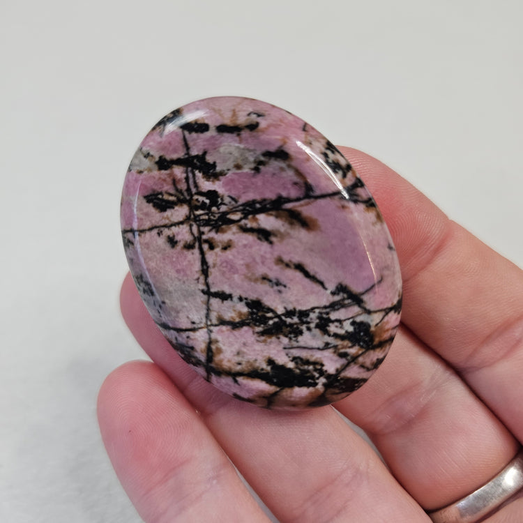 Rhodonite Handcrafted Thumb Pocket Worry Stone Anxiety Relief BONUS Info Card