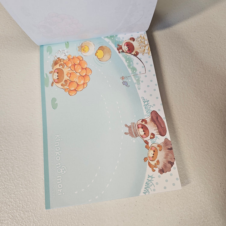 Kinoko no Mori Large Memo Pad Rain Kawaii Stationery Notepad Used