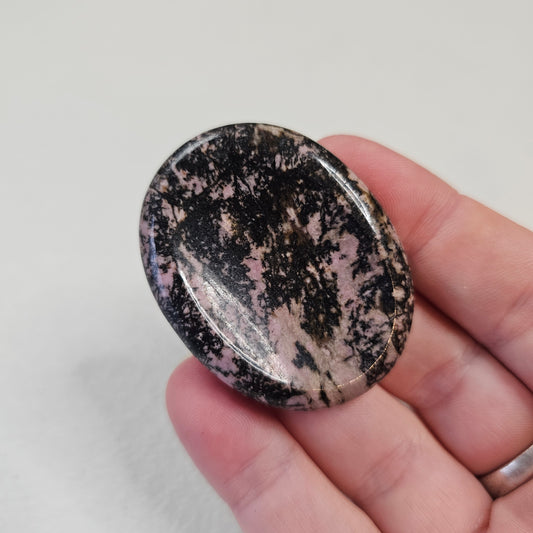 Rhodonite Handcrafted Thumb Pocket Worry Stone Anxiety Relief BONUS Info Card