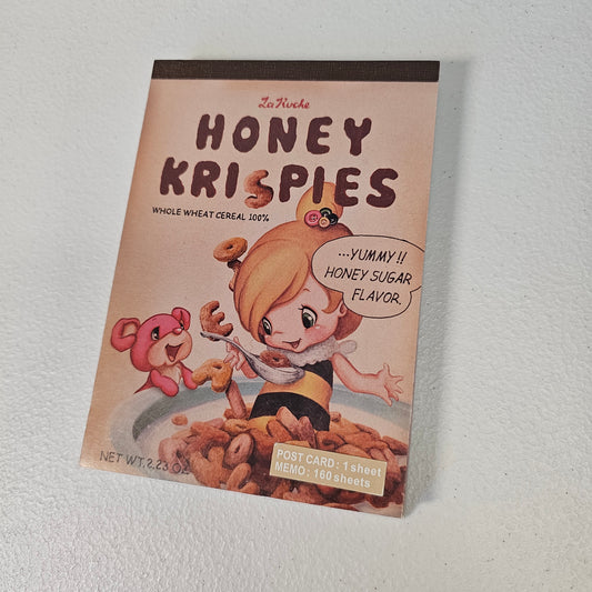 Honey Krispies Large Memo Pad Postcard Kawaii Stationery Notepad Used