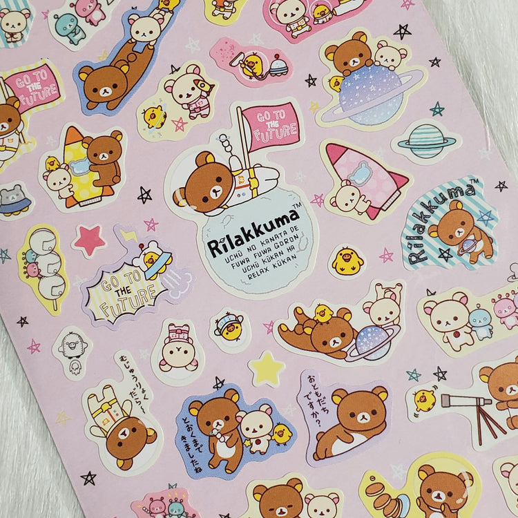 Retro San-x Rilakkuma Glow In Dark Space Stickers Sticker Sheet Kawaii Japan