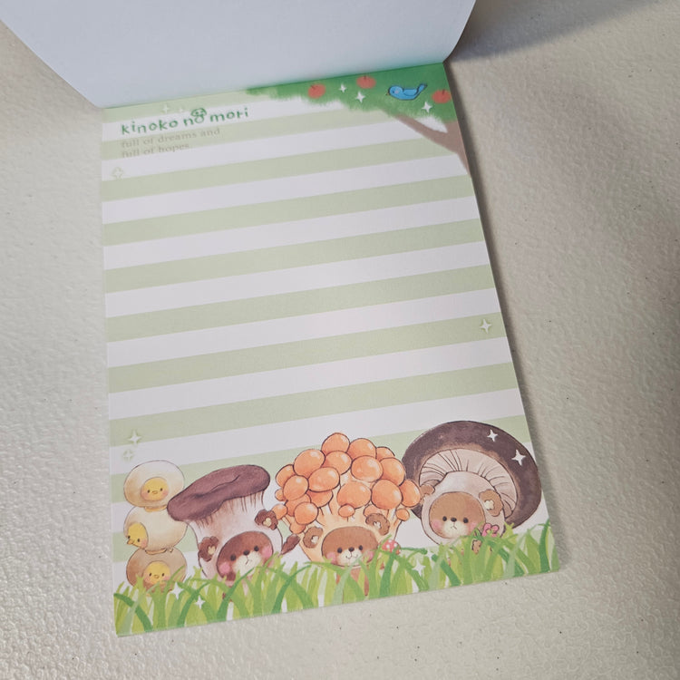 Kinoko no Mori Large Memo Pad Rain Kawaii Stationery Notepad Used