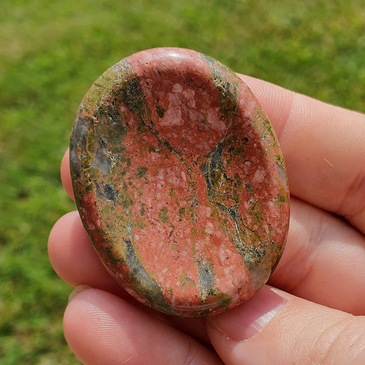 Unakite Worry Stone Pocket Crystals Mineral Stones Natural BONUS Info Card Gifts