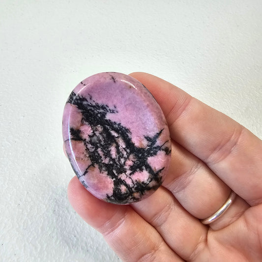 Rhodonite Handcrafted Thumb Pocket Worry Stone Anxiety Relief BONUS Info Card