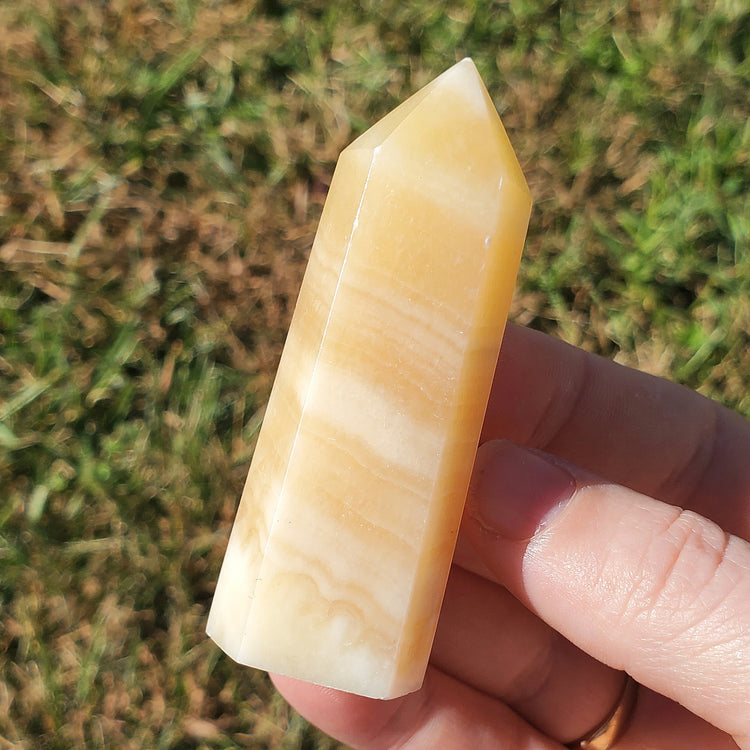 Creamy Orange Calcite Generator Tower BONUS INFO CARD Crystals