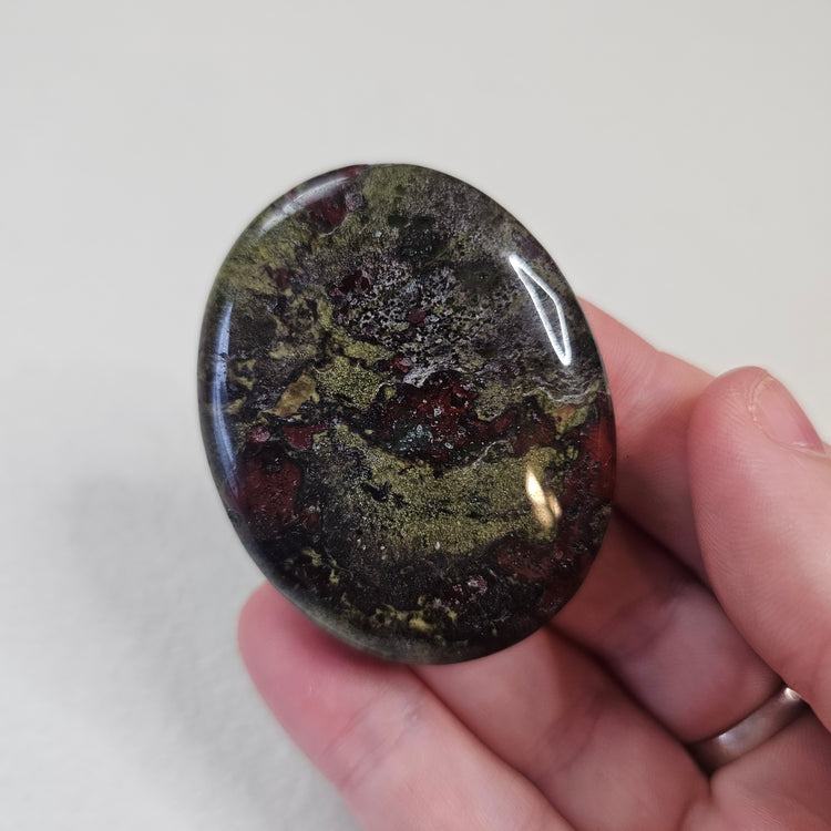 Dragon Blood Jasper Worry Pocket Stone Crystals Mineral Stones Natural BONUS Info Card