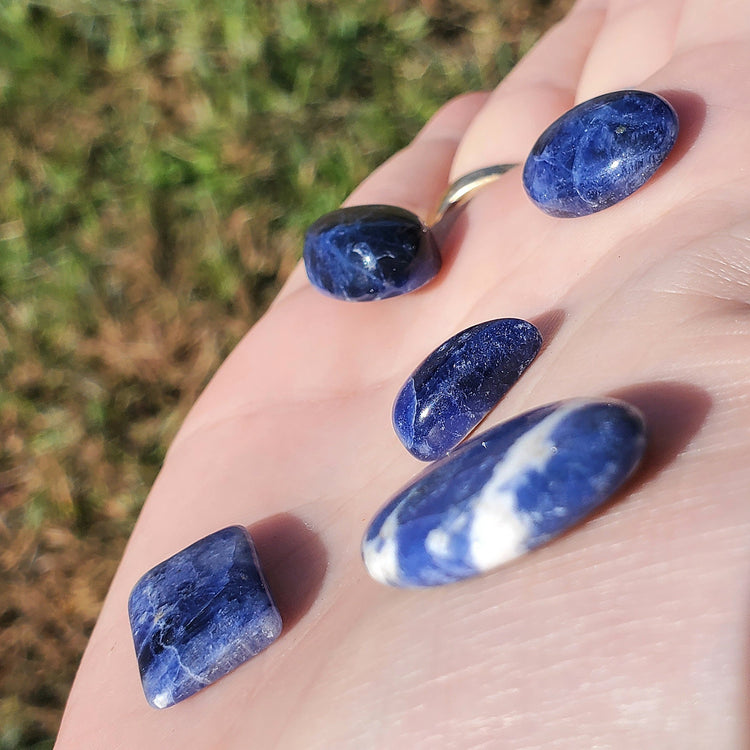 Sodalite Cabochons Bundle (5) Tear Drop Crystals Wire Wrapping BONUS INFO CARD