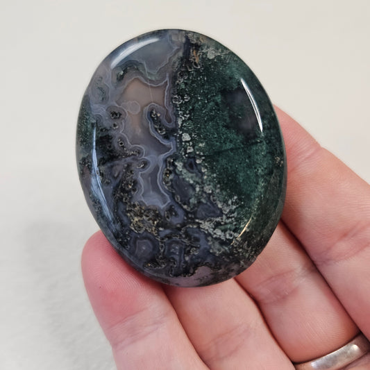 Moss Agate Worry Pocket Stone Crystals BONUS Info Card Gifts