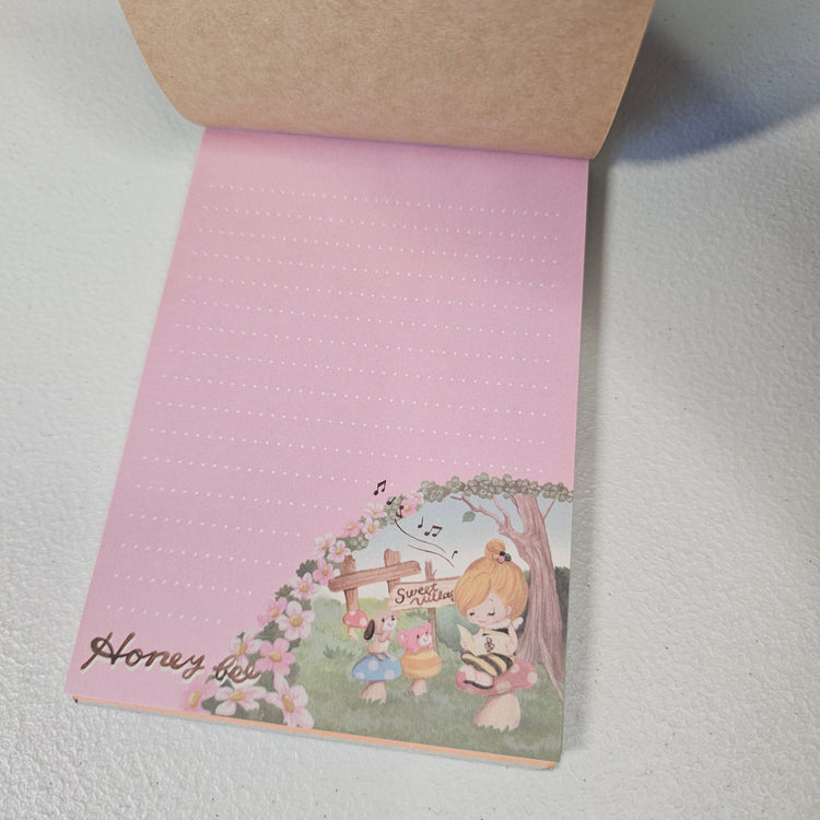 Honey Bee Large Memo Pad Post Card Kawaii Stationery Notepad Used