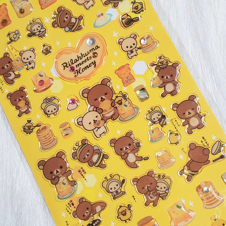 San-x Rilakkuma Honey Stickers Sticker Sheet Kawaii Japan Collectible