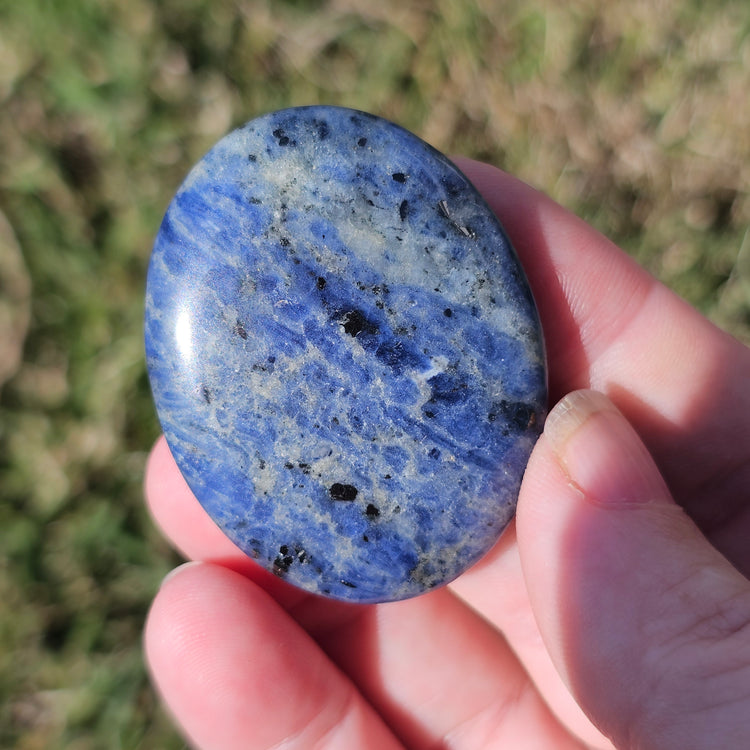 Sodalite Natural Worry Stone Handcrafted Thumb Pocket Stone Anxiety Relief Comfort Gifts BONUS Info Card