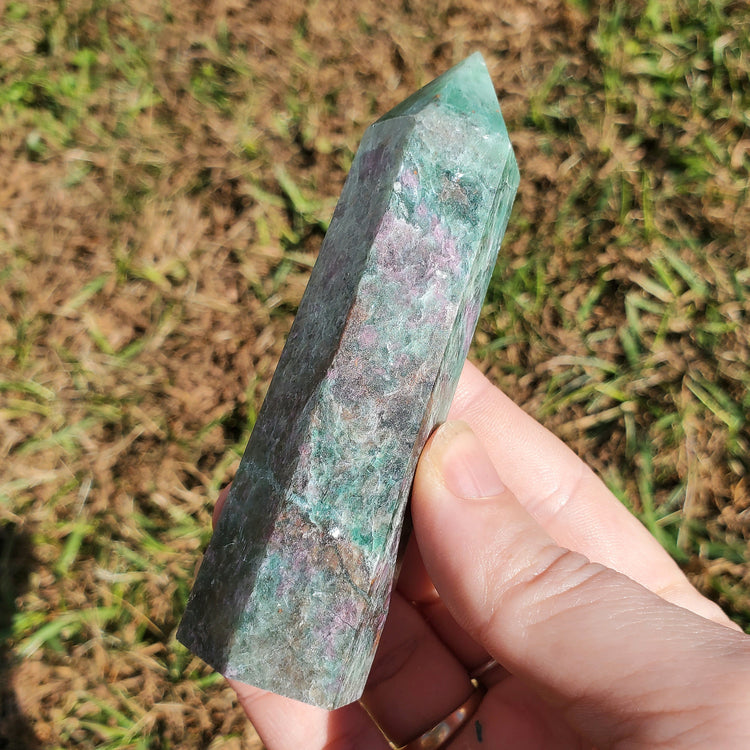 Green Mica Pink Tourmaline Generator Tower Crystals Collectible