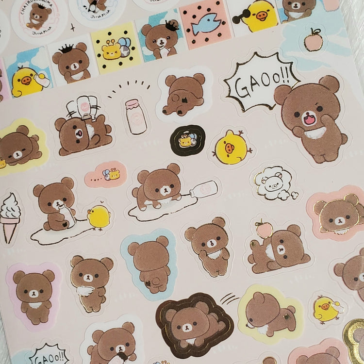 San-x Rilakkuma Chairoikoguma Milk Sticker Sheet LOT (2) Stickers Japan Gifts