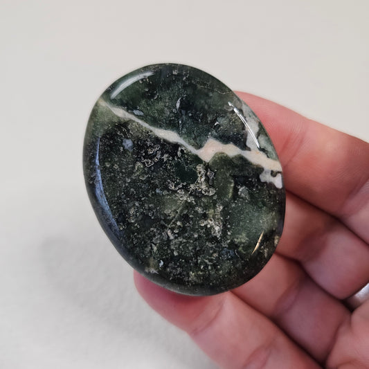 Moss Agate Worry Pocket Stone Crystals BONUS Info Card Gifts