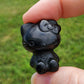 Black Obsidian Kawaii Kitty Carving BONUS INFO CARD Crystals Collectible Figures