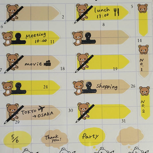 San-x Rilakkuma Stickers Sticker Sheet Planner Points Kawaii Japan