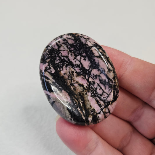 Rhodonite Handcrafted Thumb Pocket Worry Stone Anxiety Relief BONUS Info Card
