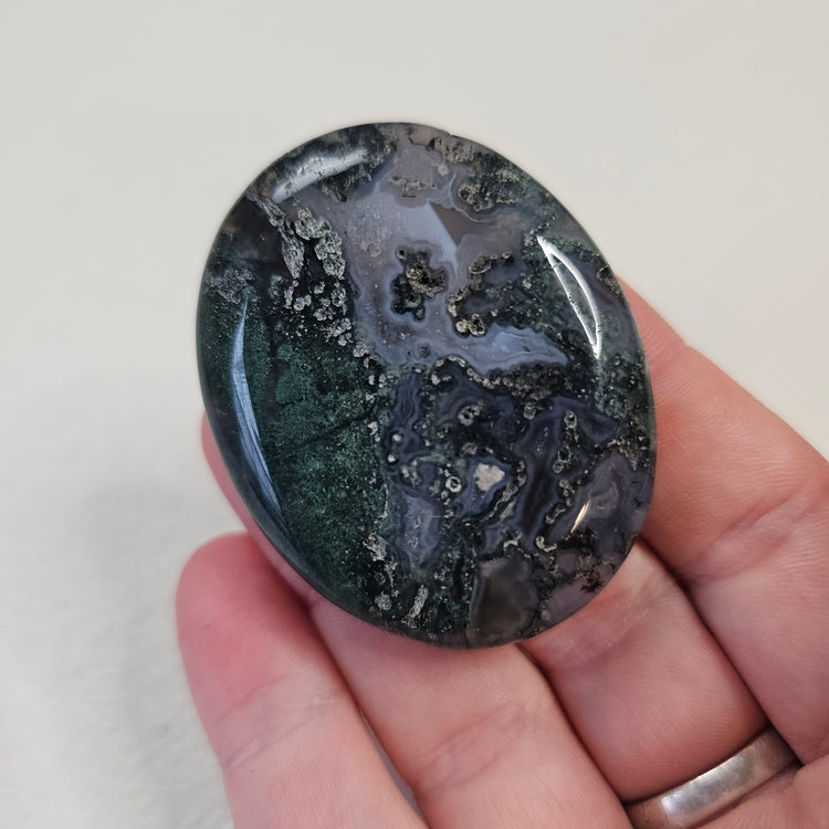 Moss Agate Worry Pocket Stone Crystals BONUS Info Card Gifts