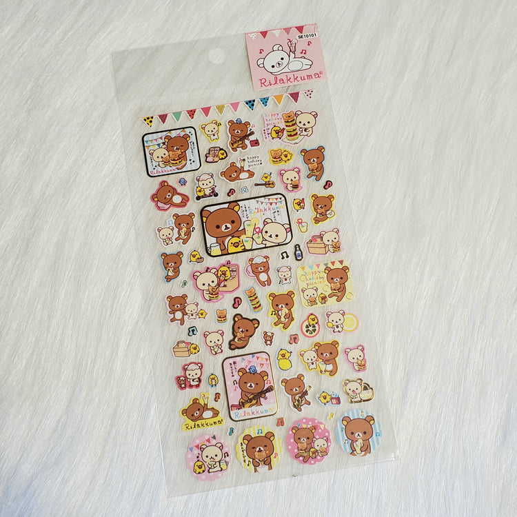 San-x Rilakkuma Holiday Picinic Stickers Sticker Sheet Japan Kawaii Stationery