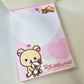 Rilakkuma Large Memo Pad Sticker Page Kawaii Stationery Notepad Collectible Used