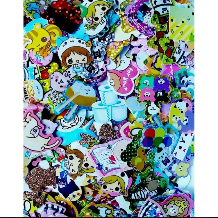 Vintage Kawaii Sticker Flakes Lot 40 Kamio Crux Lemon Co. Q-lia San-x Sack Japan Stationery