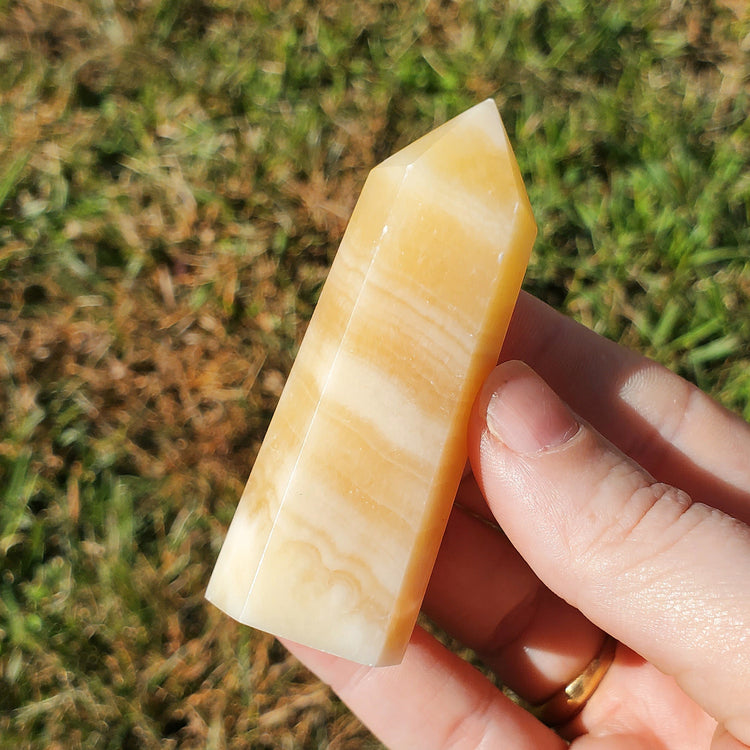 Creamy Orange Calcite Generator Tower BONUS INFO CARD Crystals