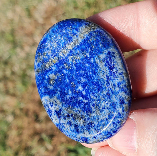 Lapis Lazuli Worry Stone Pyrite Pocket Crystals Mineral BONUS Info Card Gifts