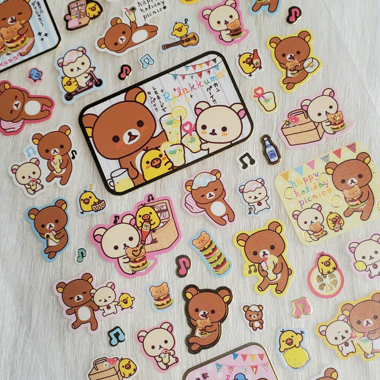 San-x Rilakkuma Holiday Picinic Stickers Sticker Sheet Japan Kawaii Stationery