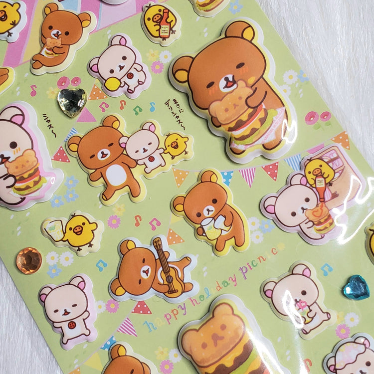 Rilakkuma Picnic Stickers Sticker Sheet Kawaii Japan Collectible Gifts