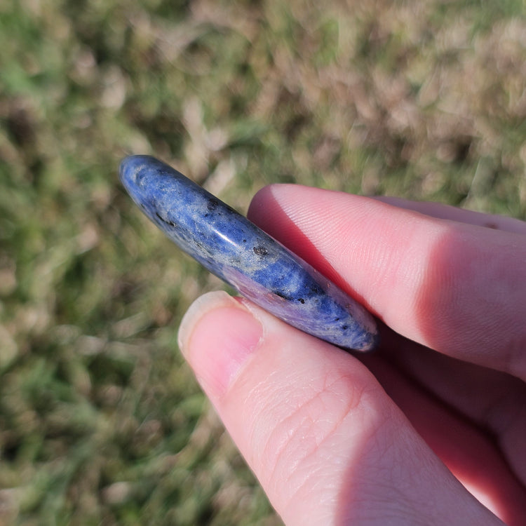 Sodalite Natural Worry Stone Handcrafted Thumb Pocket Stone Anxiety Relief Comfort Gifts BONUS Info Card