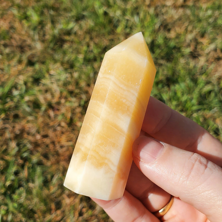 Creamy Orange Calcite Generator Tower BONUS INFO CARD Crystals