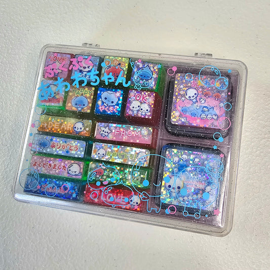 Awawa chan Kawaii Stamp set stampers Japan Retro Collectible Gifts Planner Used