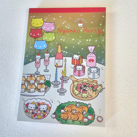 Nyanko Party Large Memo Pad Sticker Page Kawaii Stationery Notepad Collectible